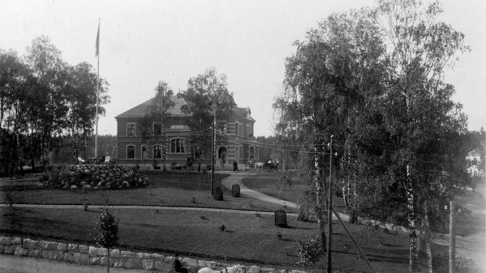 Stadshuset Gröna kulle, äldre bild fotad i svartvitt